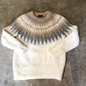Banana Republic Women’s Oversized Fair Isle Alpaca Blend Sweater, XS, Ivory